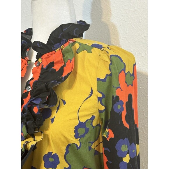 J Crew Size XS Rufflefit Fit Boy Shirt In Ratti® Meltin Floral Boho Art To Wear - Picture 4 of 12